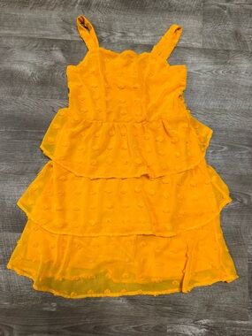 Franki by Francesca’s Orange Layered Textured Polka Dot Dress Size Youth 14